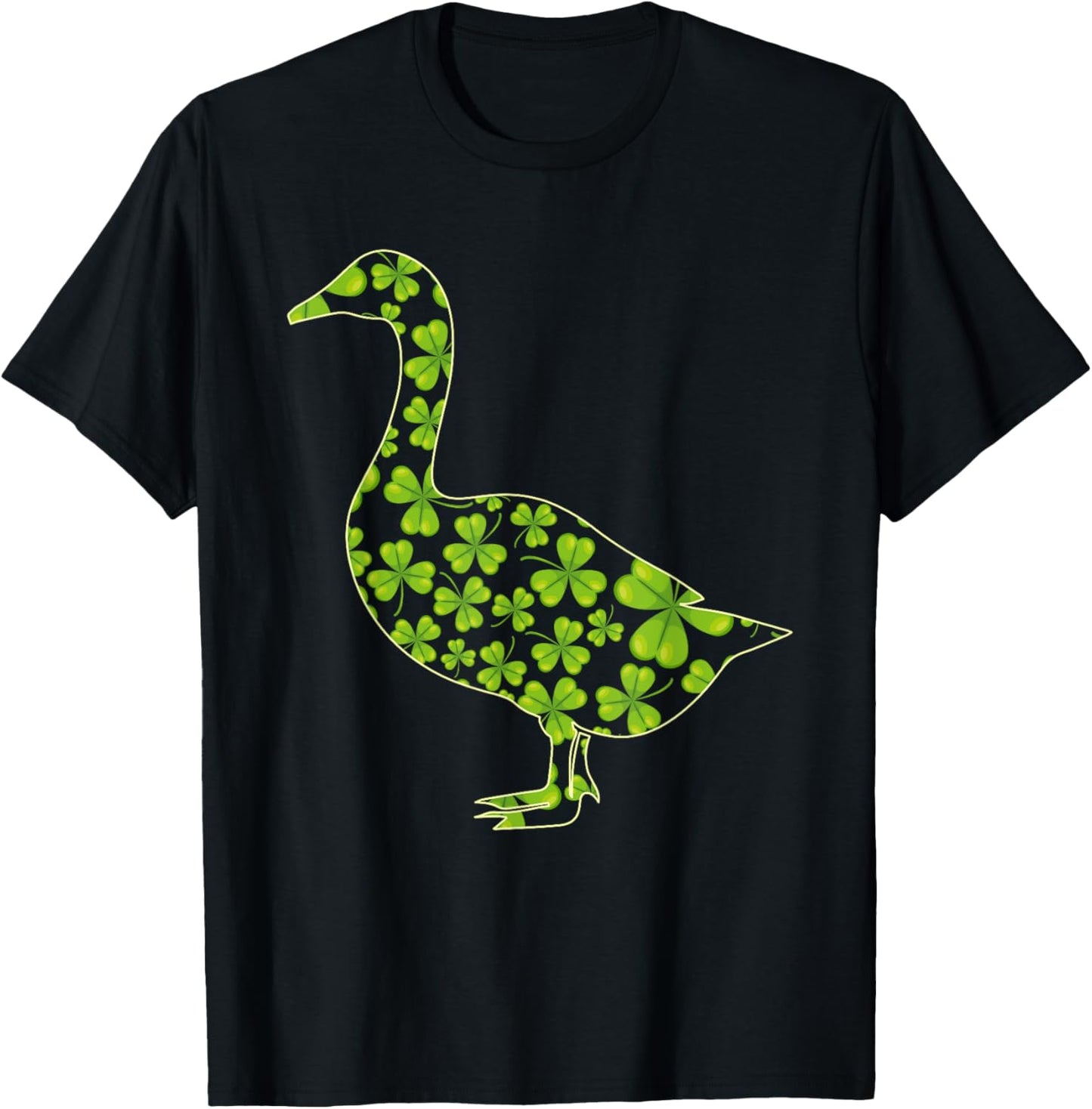 Three Leaf Shamrock Goose Irish St. Patrick's Day Lucky T-Shirt - T-Shirt | Black