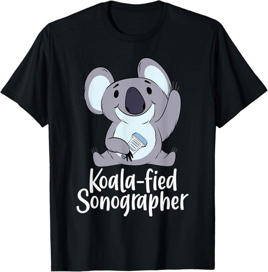 Sonography Ultrasound Tech Sonographer Funny Koala-Fied T-Shirt - T-Shirt | Black