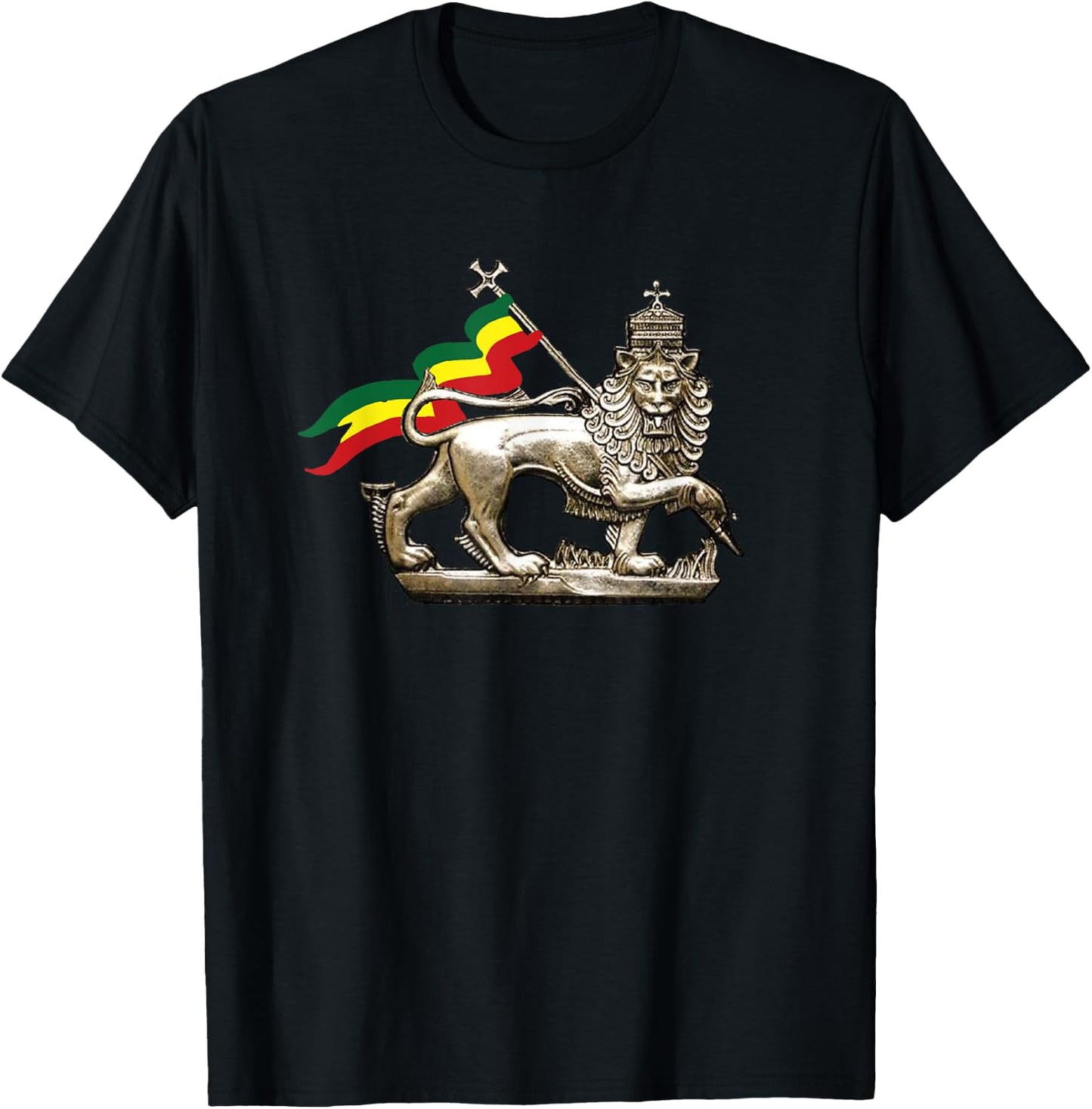 Moa Anbessa Haile Selassie Ze Negede Yehuda T-Shirt - T-Shirt | Black