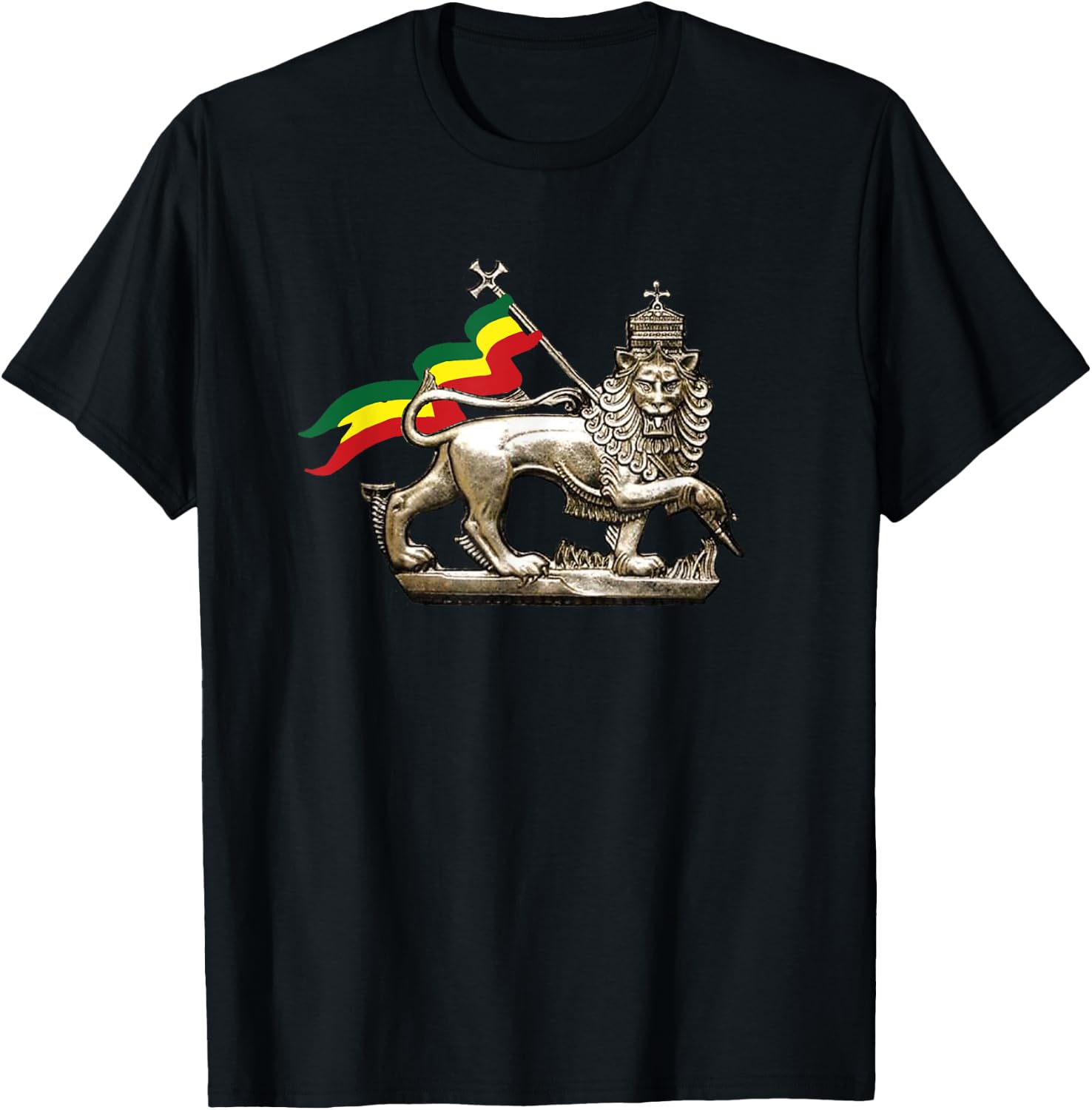 Moa Anbessa Haile Selassie Ze Negede Yehuda T-Shirt - T-Shirt | Black