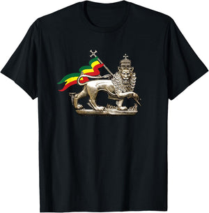 Moa Anbessa Haile Selassie Ze Negede Yehuda T-Shirt - T-Shirt | Black
