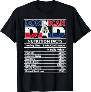 Dominican Dad Nutrition Facts Dominican Pride Fathers Day T-Shirt - T-Shirt | Black