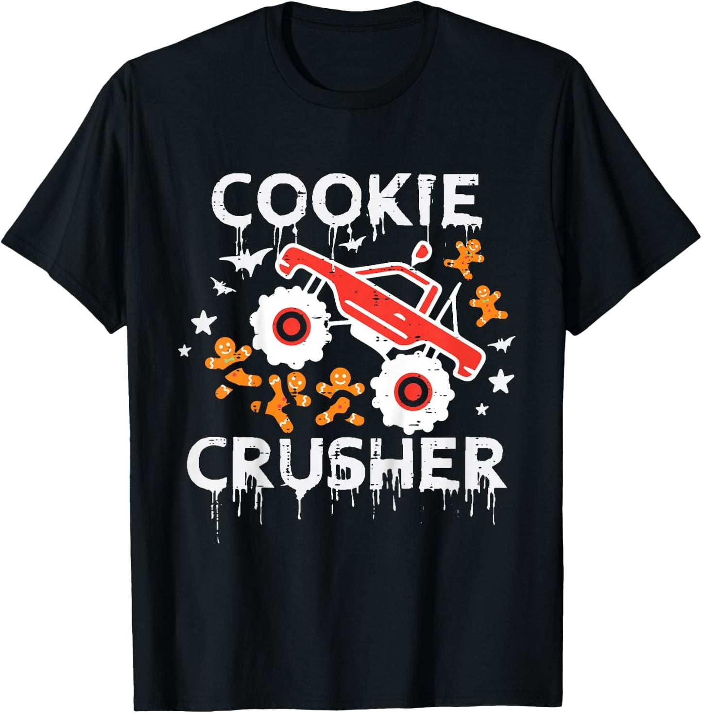Kids Christmas Monster Truck Cookie Crusher Xmas Boys Kid Toddler T-Shirt - T-Shirt | Black