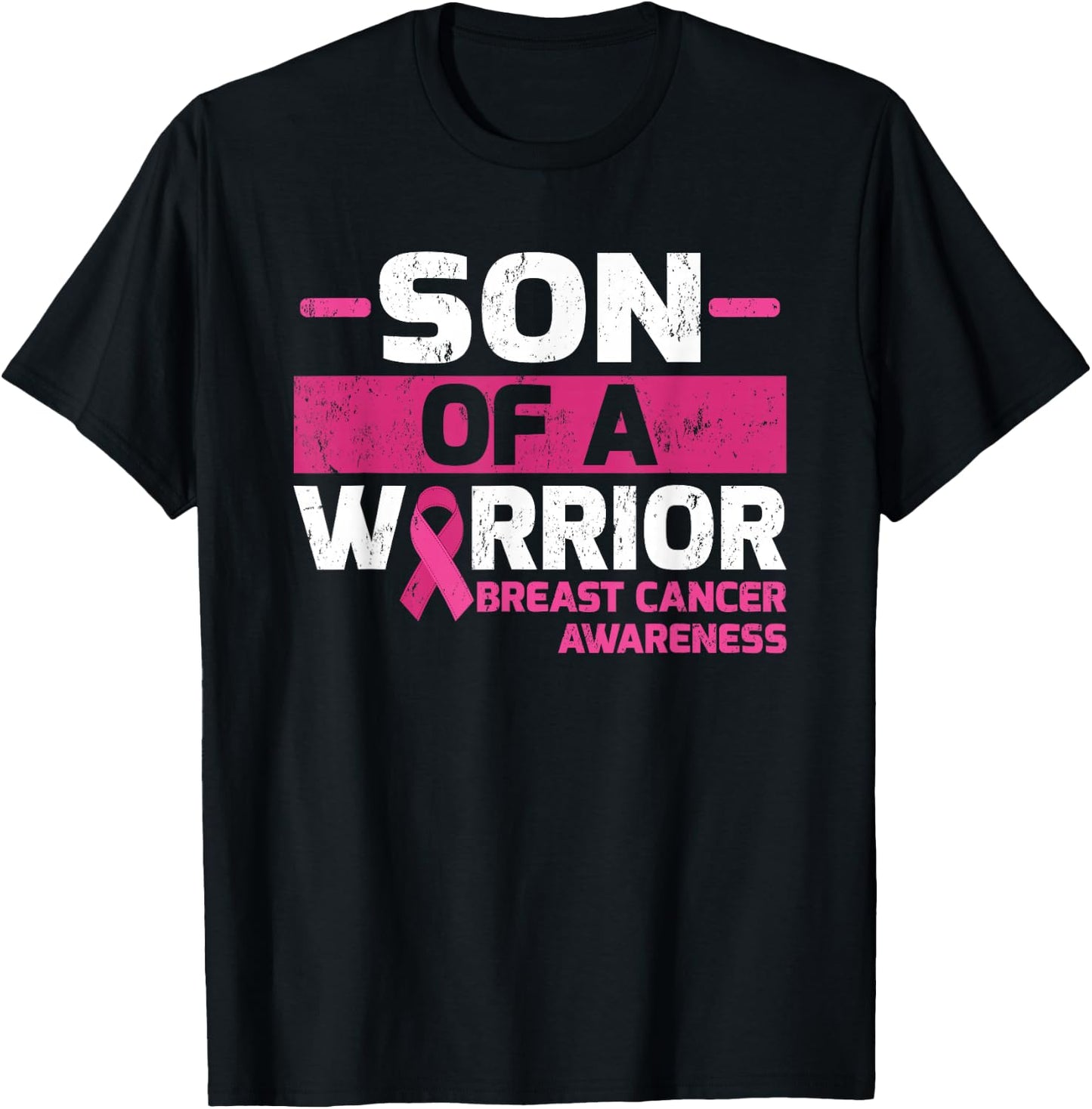 Son Of A Warrior Breast Cancer Awareness T-Shirt - T-Shirt | Black