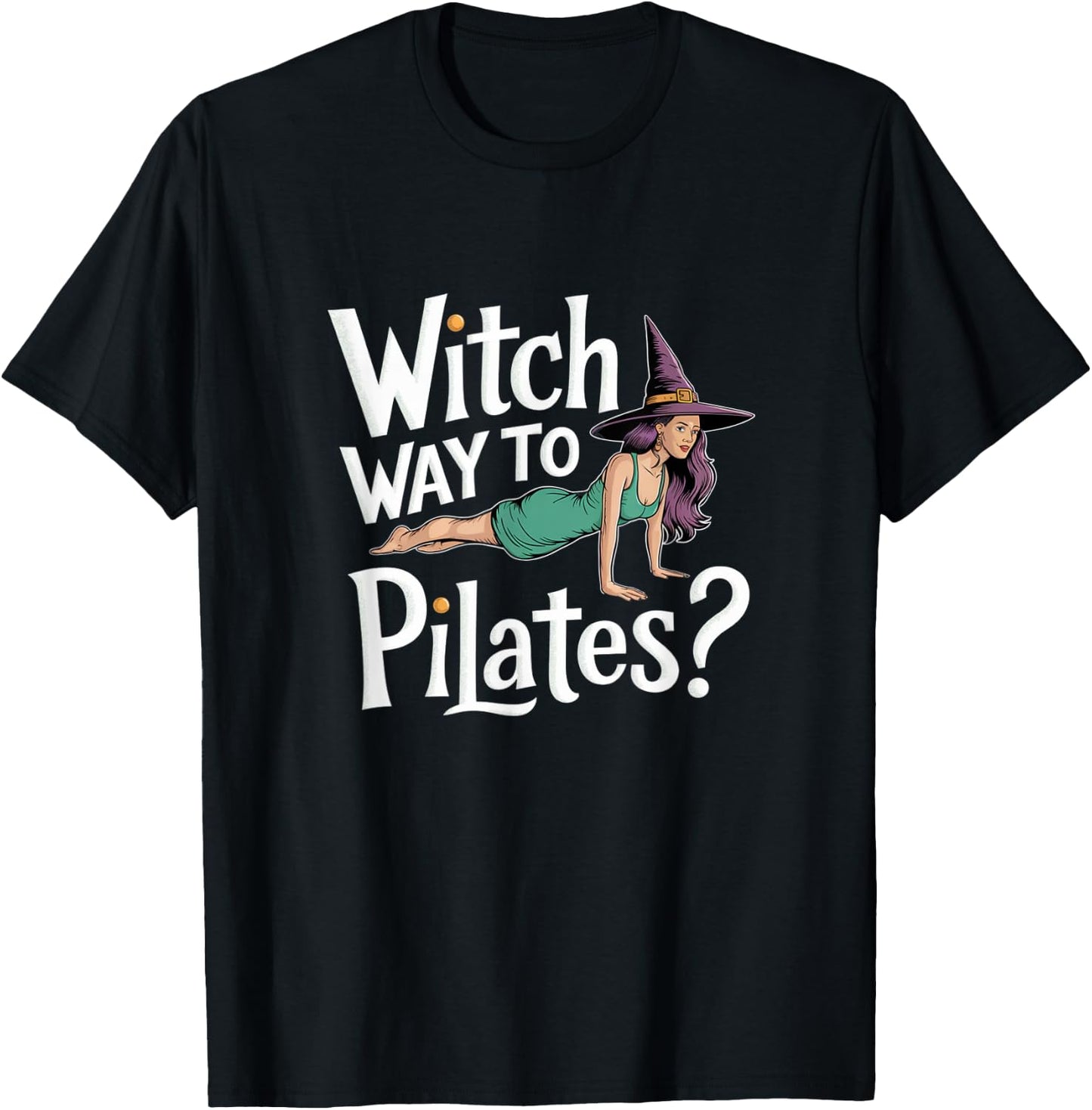 Witch Way to Pilates Funny Halloween Pilates Yoga Reformer T-Shirt - T-Shirt | Black