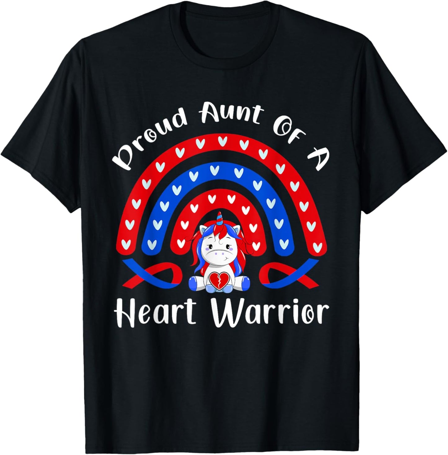 Proud Aunt Of A Heart Warrior Congenital Heart Defect Unicor T-Shirt - T-Shirt | Black