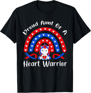 Proud Aunt Of A Heart Warrior Congenital Heart Defect Unicor T-Shirt - T-Shirt | Black