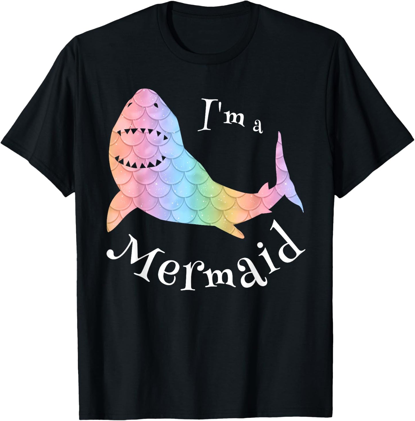 I'm a Mermaid , Cute Swim Great White Shark T-Shirt - T-Shirt | Black