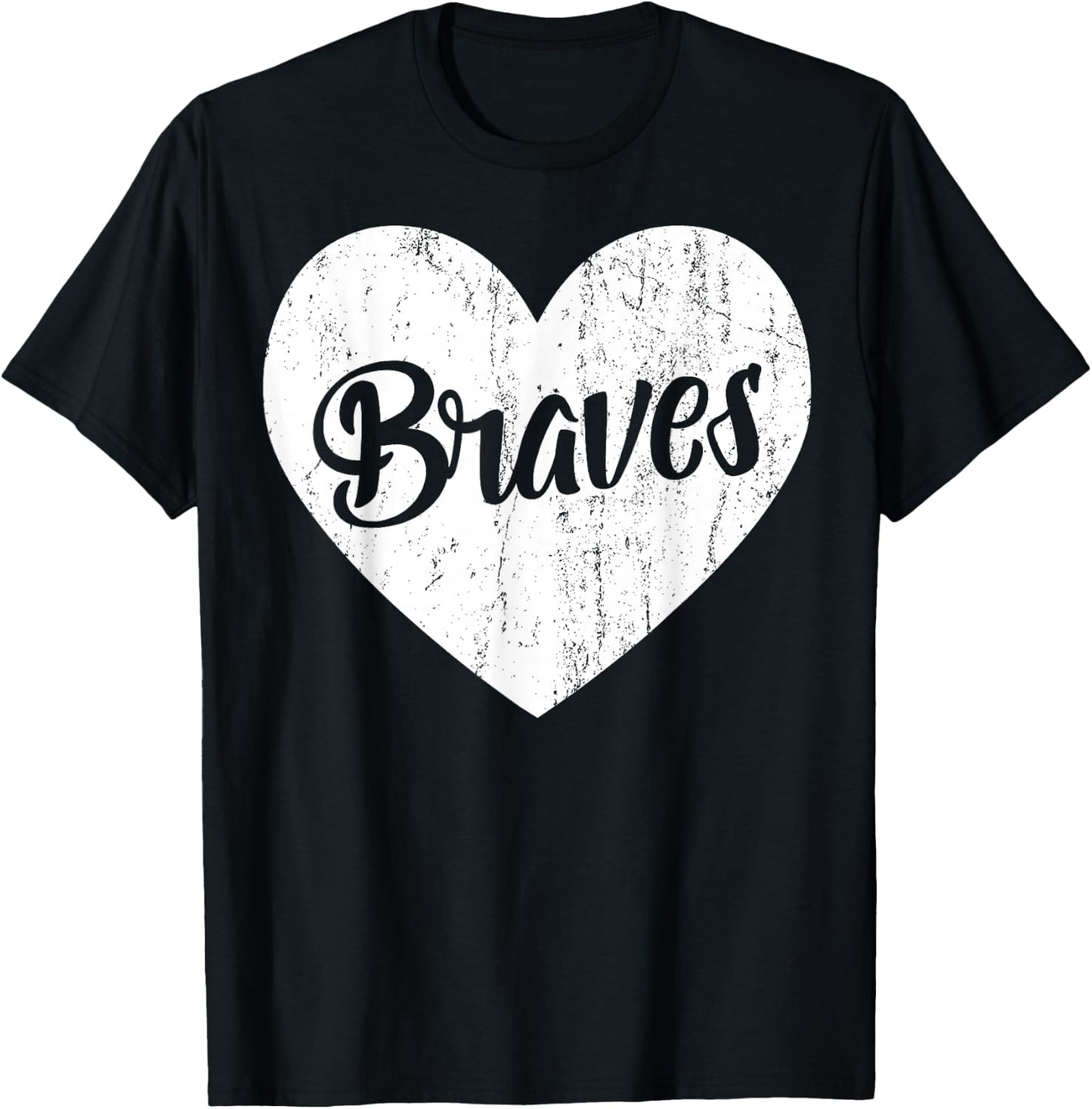 Braves School Sports Fan Team Spirit Mascot Cute Heart Gift T-Shirt - T-Shirt | Black
