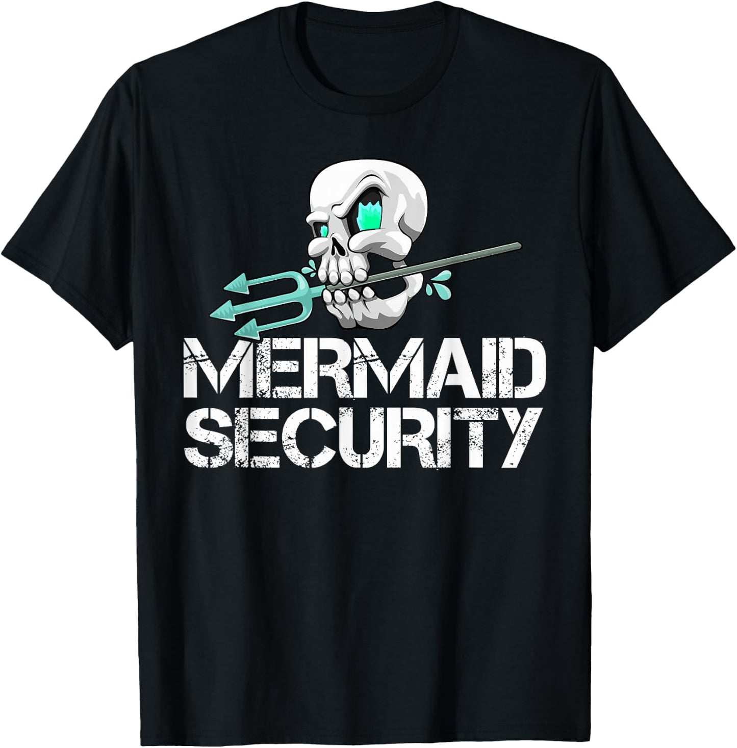 Mermaid Security Shirt Men Pirate Skull Swim Team Swimmer T-Shirt - T-Shirt | Black