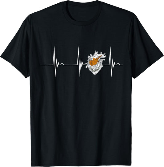Cyprus Heart Heartbeat EKG Pulse Cypriot Roots Cypriot Flag T-Shirt - T-Shirt | Black