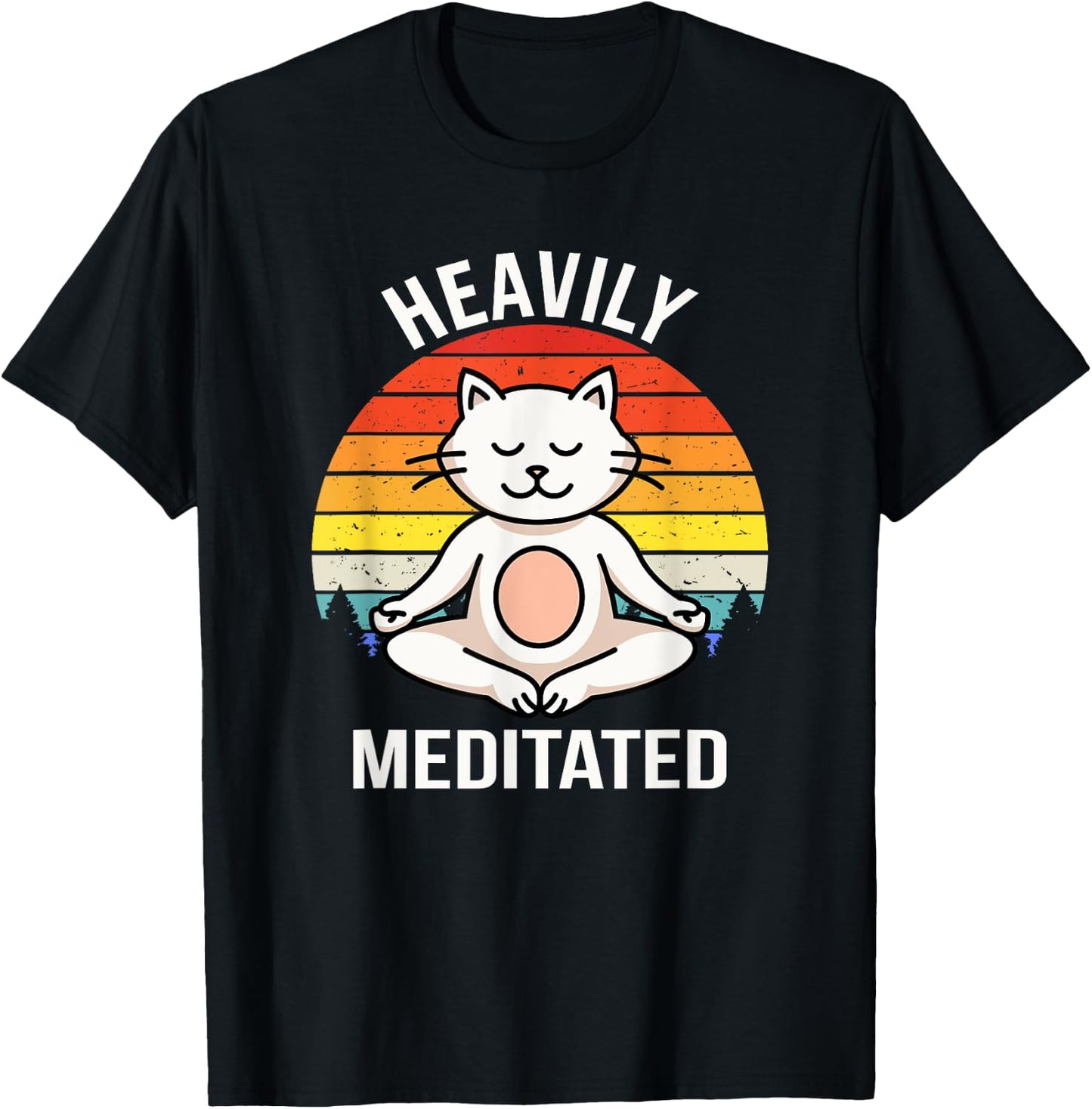 Heavily Meditated Yoga Meditation Spiritual Buddhist Cat Women Kids T-Shirt - T-Shirt | Black