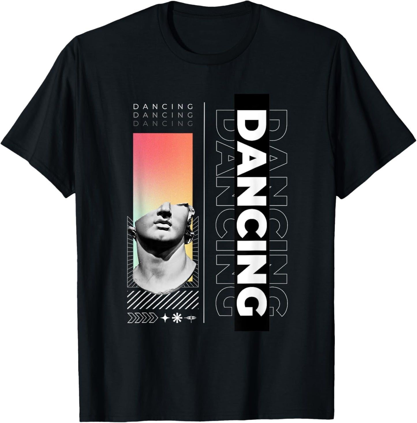 Dancing Greek Statue Ancient Mythology Pose Sculpture T-Shirt - T-Shirt | Black