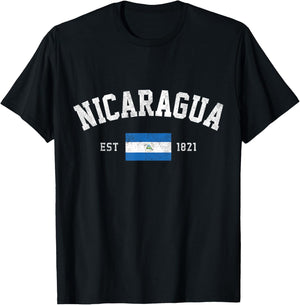Nicaragua Est. 1821 Nicaraguan Flag Independence Day T-Shirt - T-Shirt | Black
