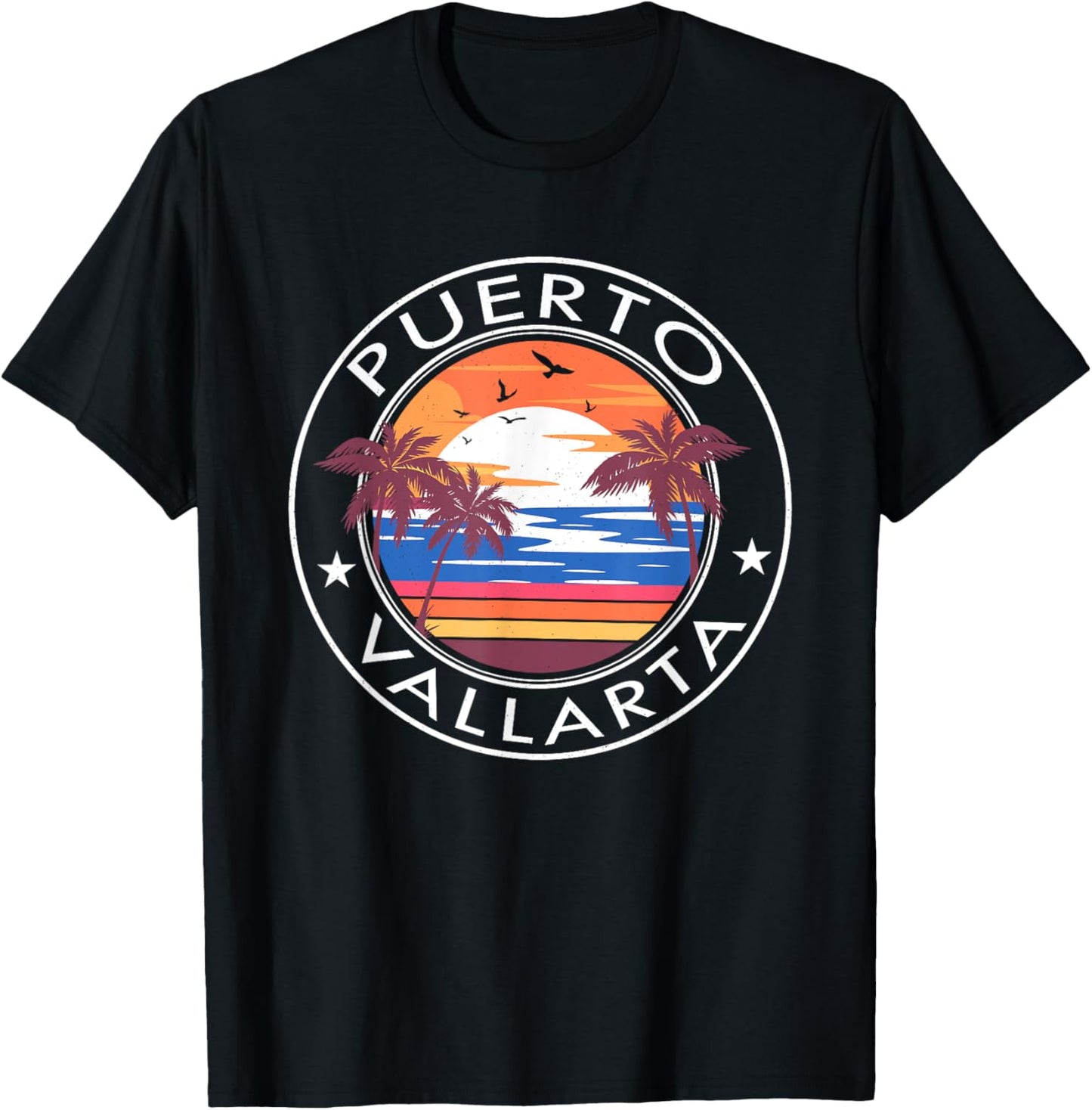 Puerto Vallarta Retro Beach Summer Vacation Trip Family T-Shirt - T-Shirt | Black