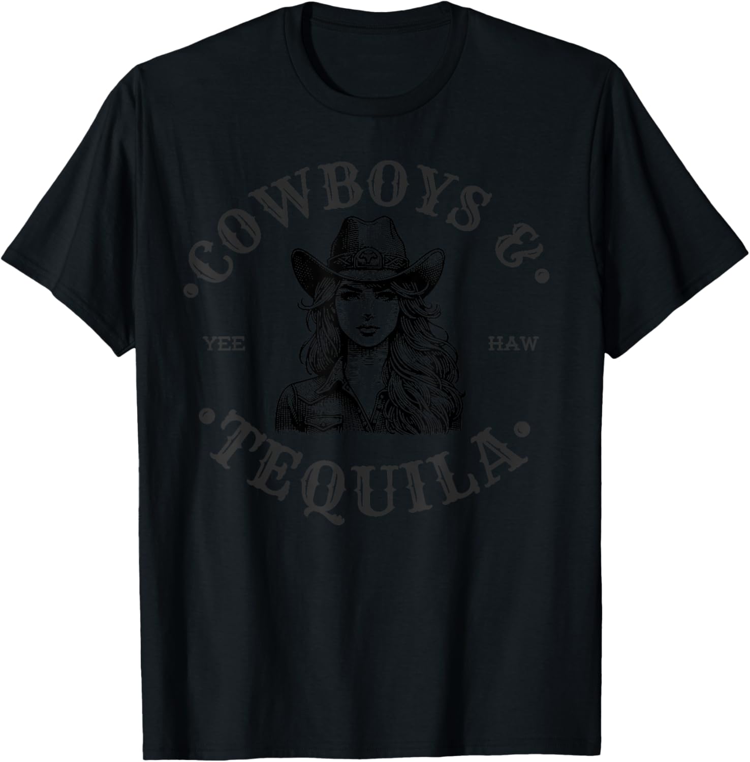 Cowboys And Tequila Cowgirl Country Western Freedom T-Shirt - T-Shirt | Black