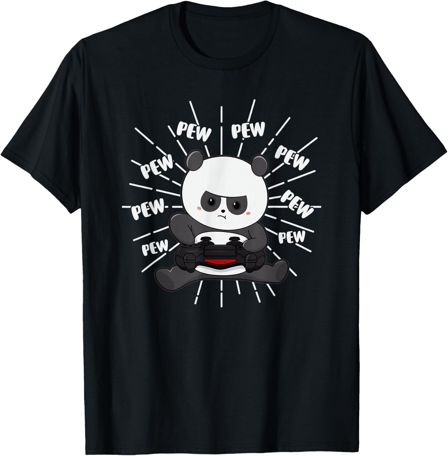 Funny Boy Panda Gaming Panda Video Game Controller T-Shirt - T-Shirt | Black