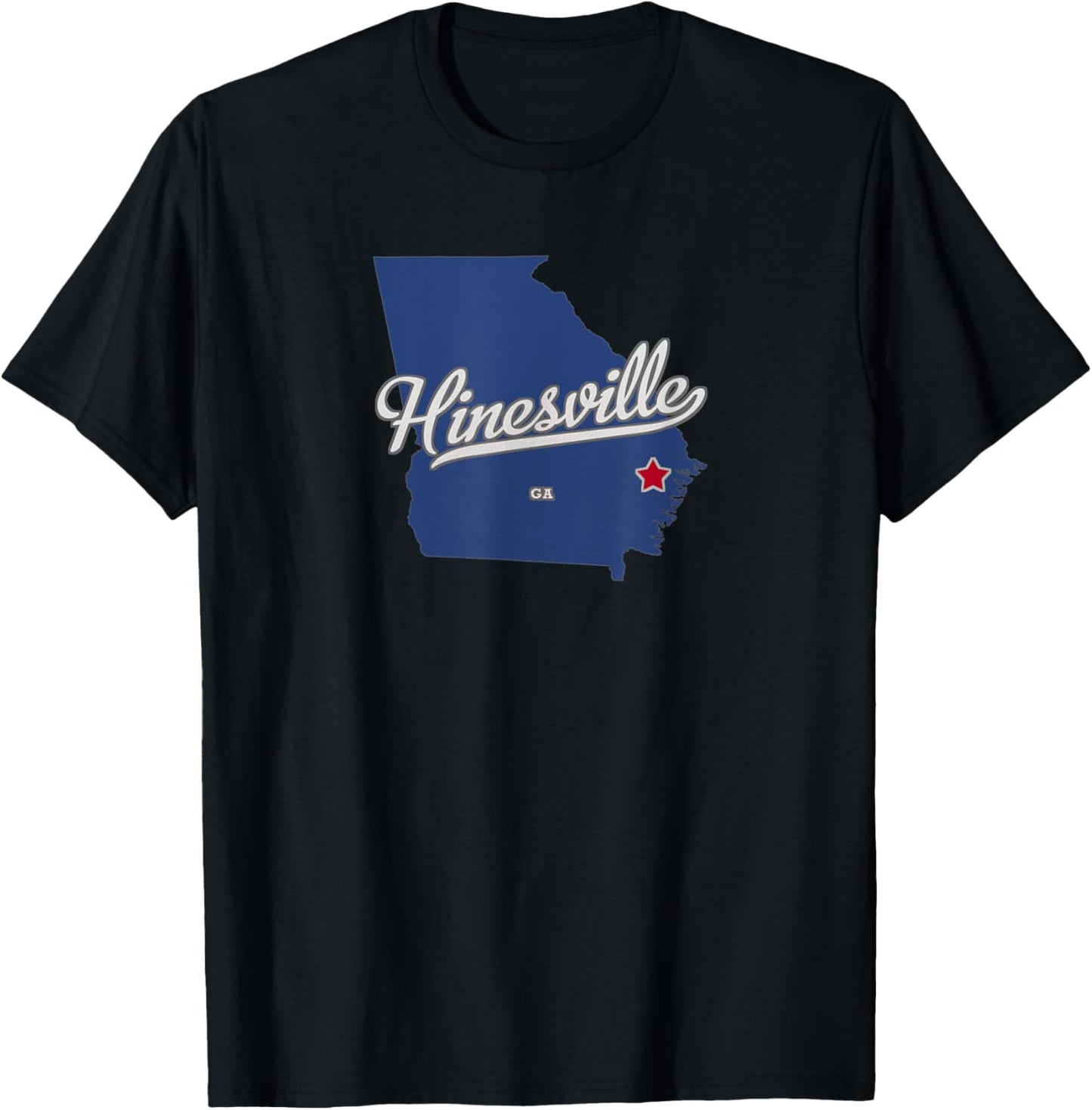 Hinesville Georgia GA Map T-Shirt - T-Shirt | Black
