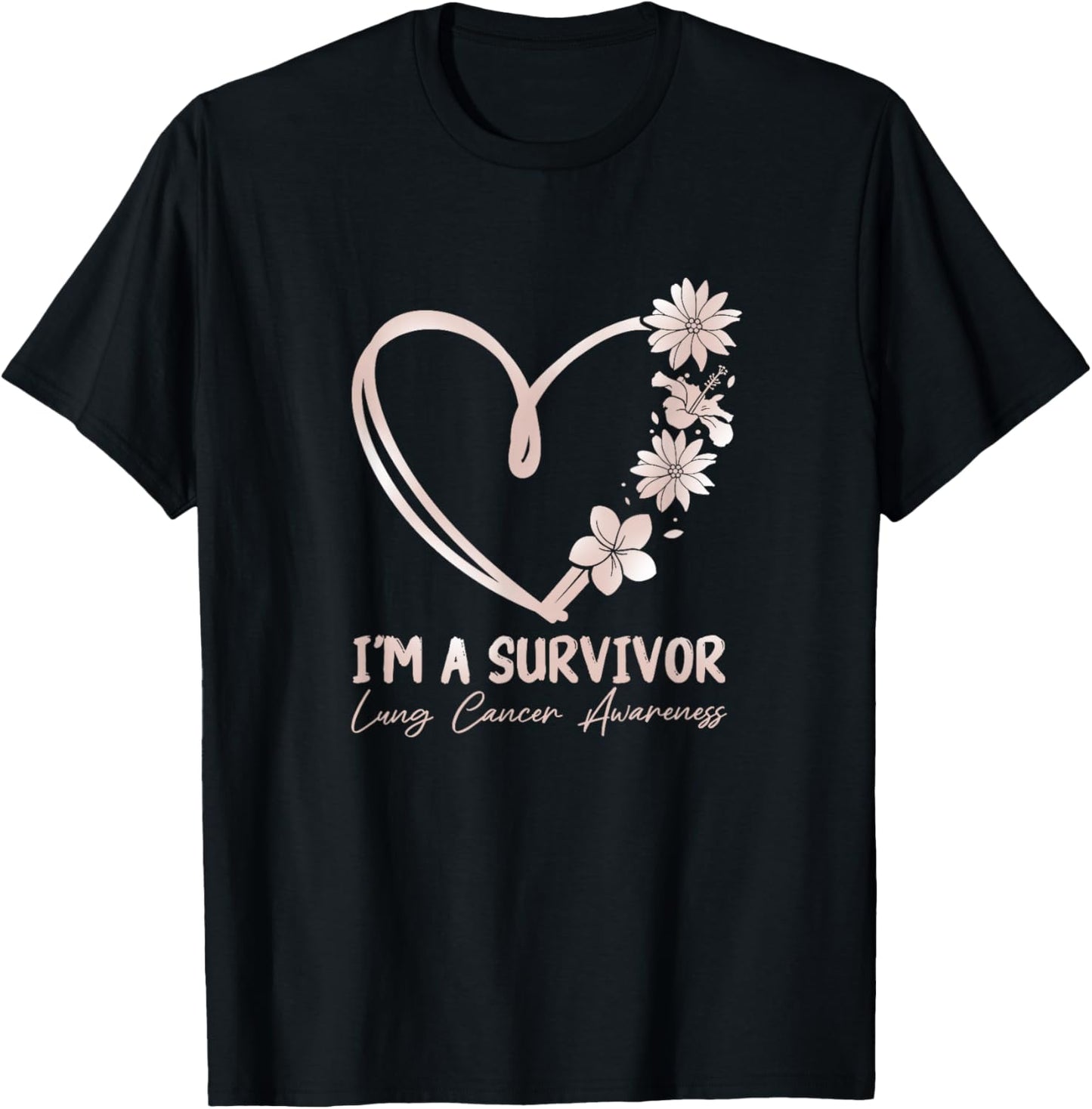 Lung Cancer Awareness by Lung Cancer Awareness design for survivors - -Adults, Black, Small, Short Sleeve, Classic Fit, Cotton, Modern T-Shirt - T-Shirt | Black