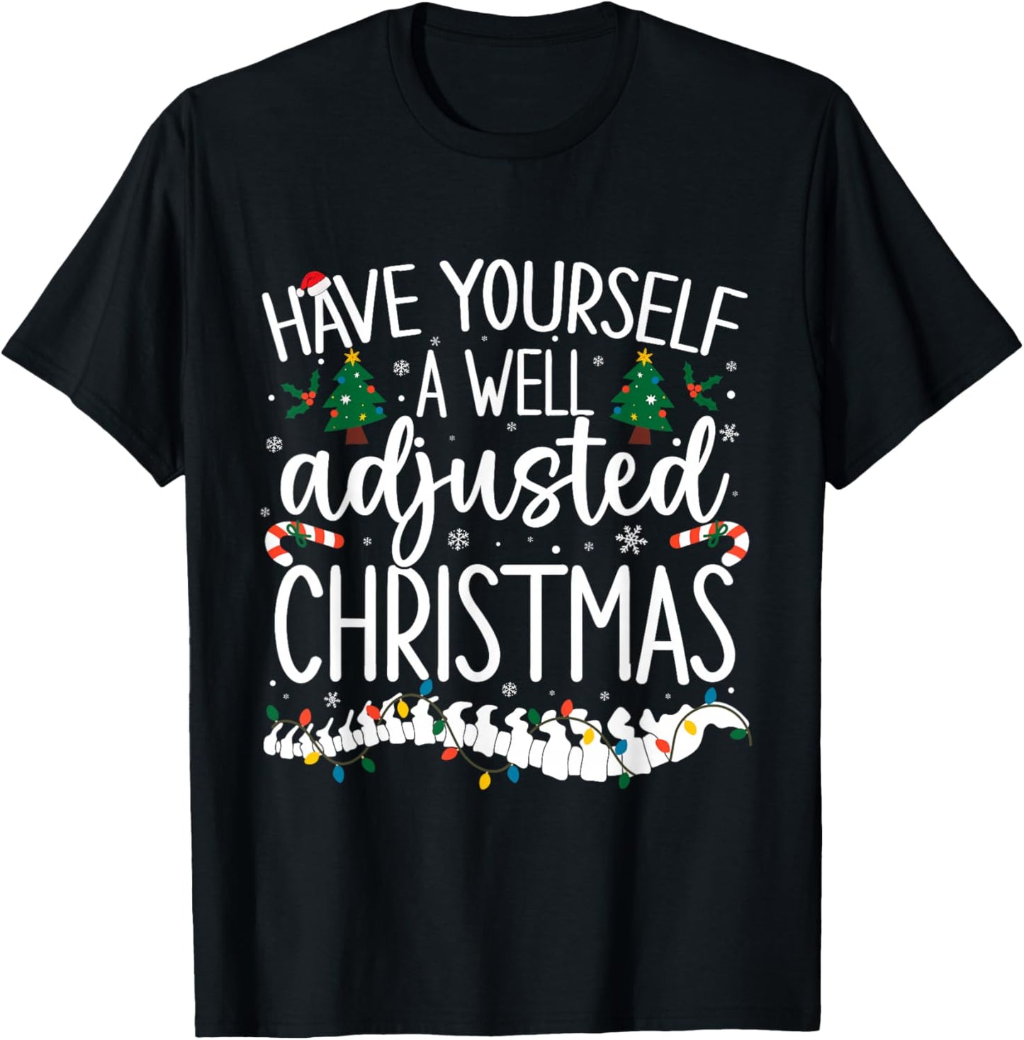 Well Adjusted Christmas Chiropractic Santa Chiro Christmas T-Shirt - T-Shirt | Black