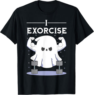 I Exorcise Ghost Pun Halloween Party Exorcist Gym Humor T-Shirt - T-Shirt | Black