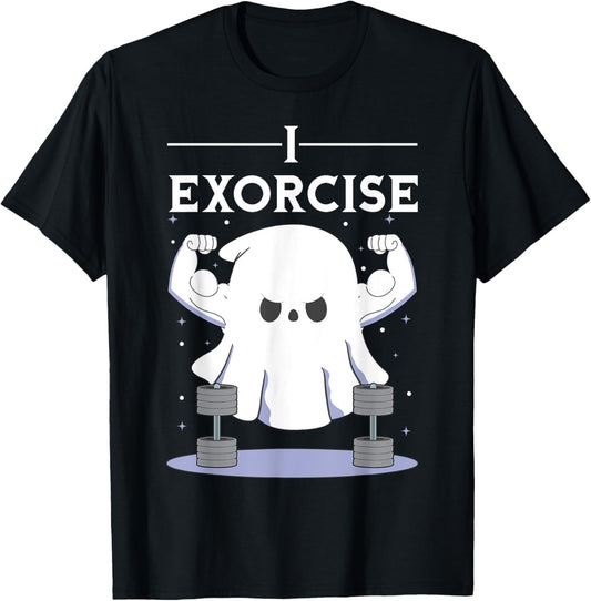 I Exorcise Ghost Pun Halloween Party Exorcist Gym Humor T-Shirt - T-Shirt | Black
