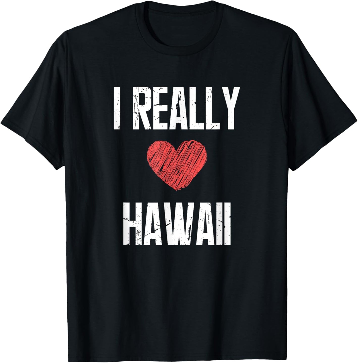 I Really Love Hawaii Heart Retro Style Home State T-Shirt - T-Shirt | Black