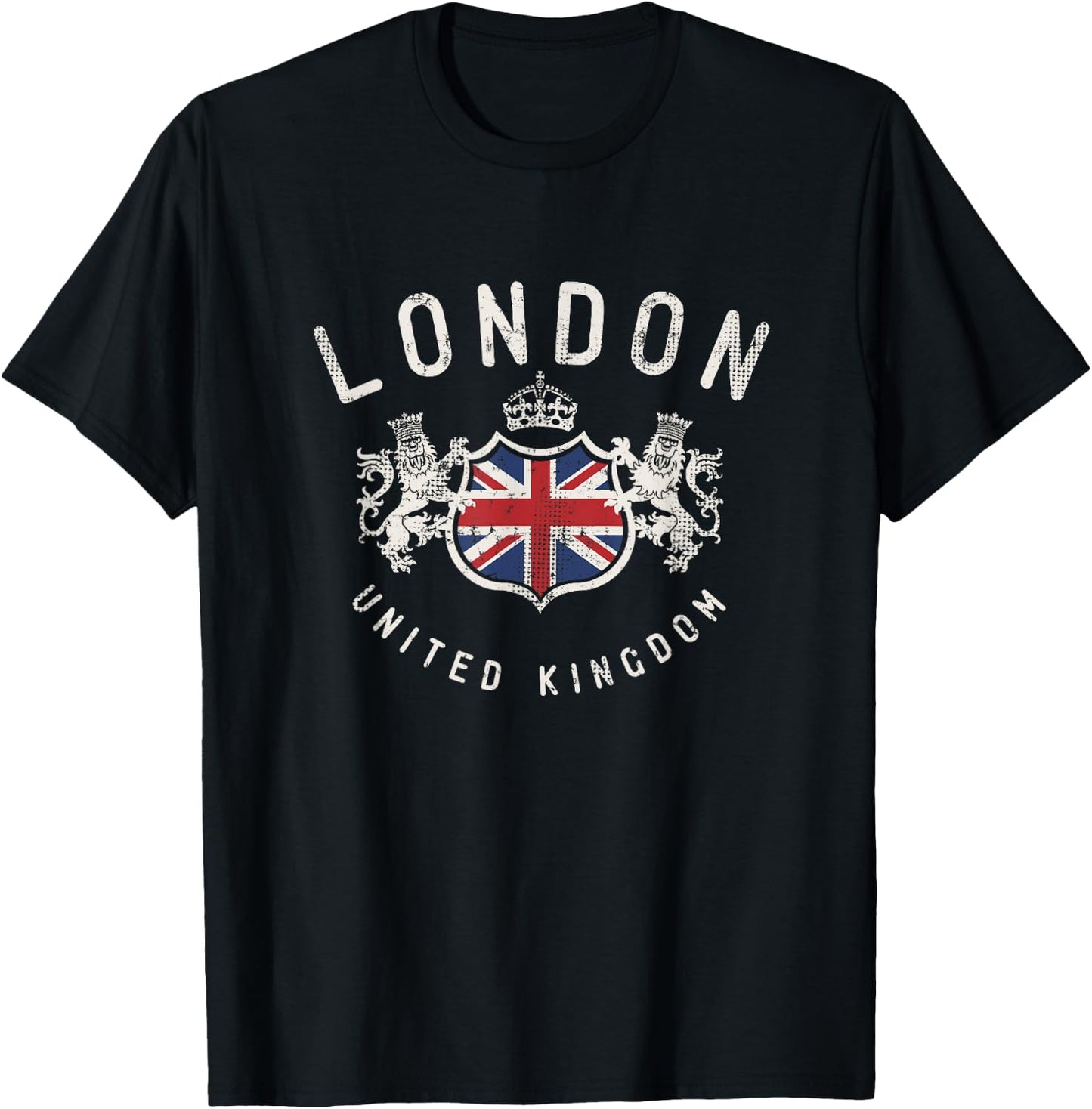 London Great Britain Vintage Lions Flag T-Shirt - T-Shirt | Black