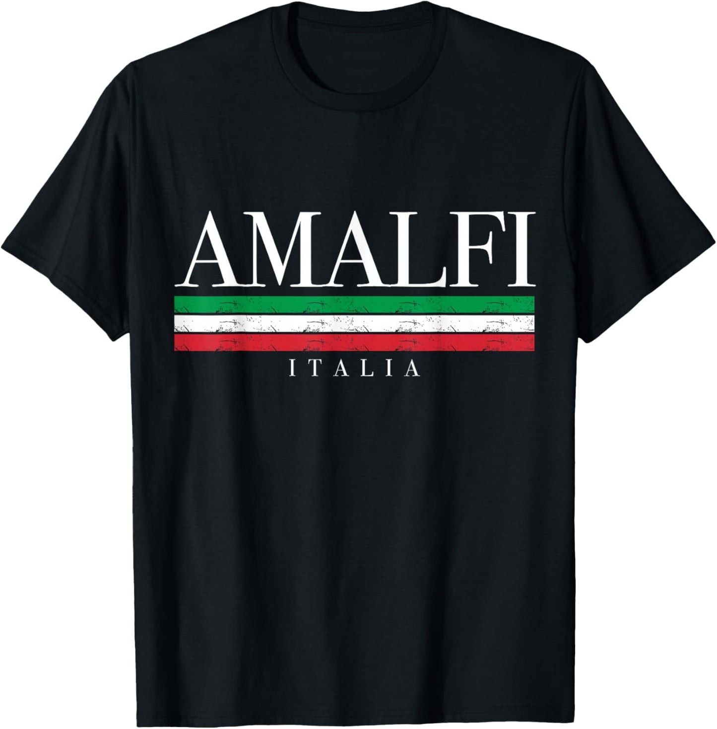 Amalfi Coast Italy Italia Vintage Italian Flag Souvenir T-Shirt - T-Shirt | Black