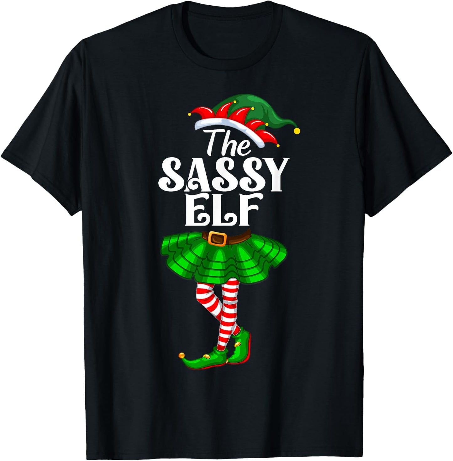 The Sassy Elf Xmas Funny Christmas Matching Family Pajama T-Shirt - T-Shirt | Black