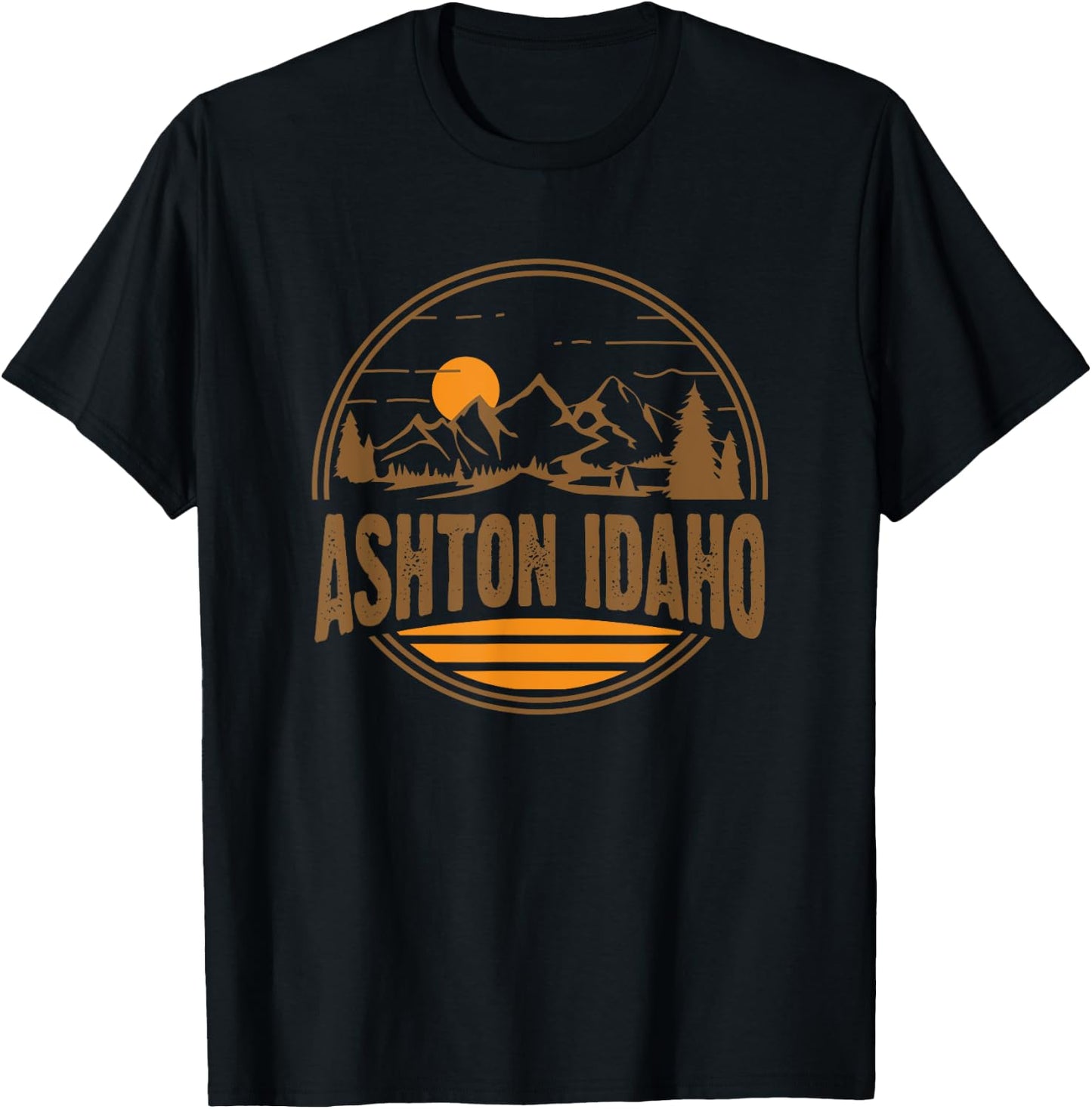 Vintage Ashton, Idaho Mountain Hiking Souvenir Print T-Shirt - T-Shirt | Black