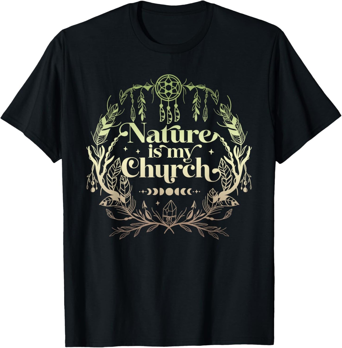 Nature Is My Church Witchcraft Herbalist Wiccan Witch Healer T-Shirt - T-Shirt | Black
