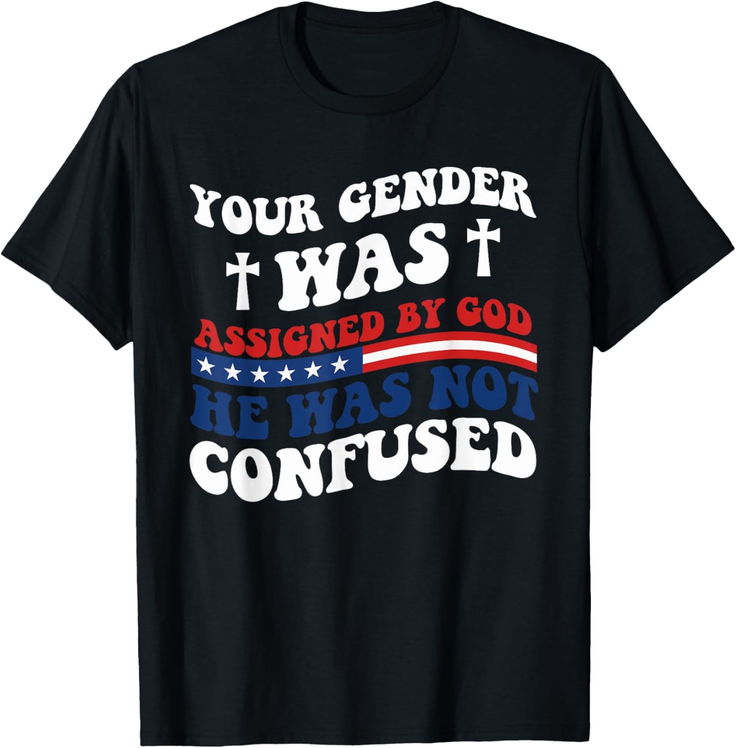 Your Gender Was Assigned By God. He Was Not Confused. T-Shirt - T-Shirt | Black