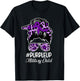 Bleached Purple Up for Military Kids Messy Bun Mom T-Shirt - T-Shirt | Black