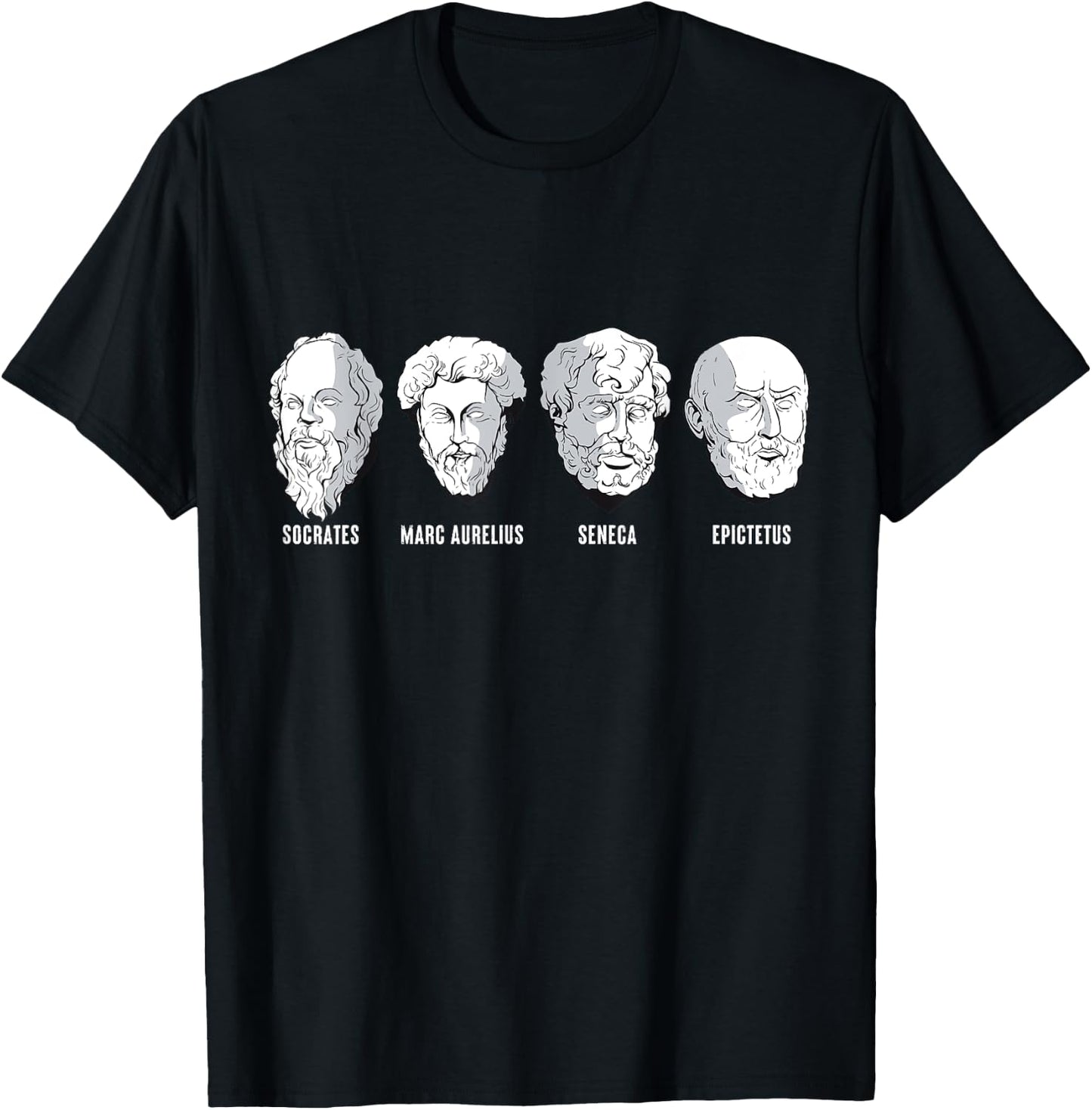 Stoic Philosophers Aurelius Socrates Seneca Epictetus T-Shirt - T-Shirt | Black