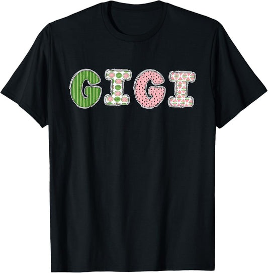 Retro Watermelon Gigi Birthday Party T-Shirt - T-Shirt | Black