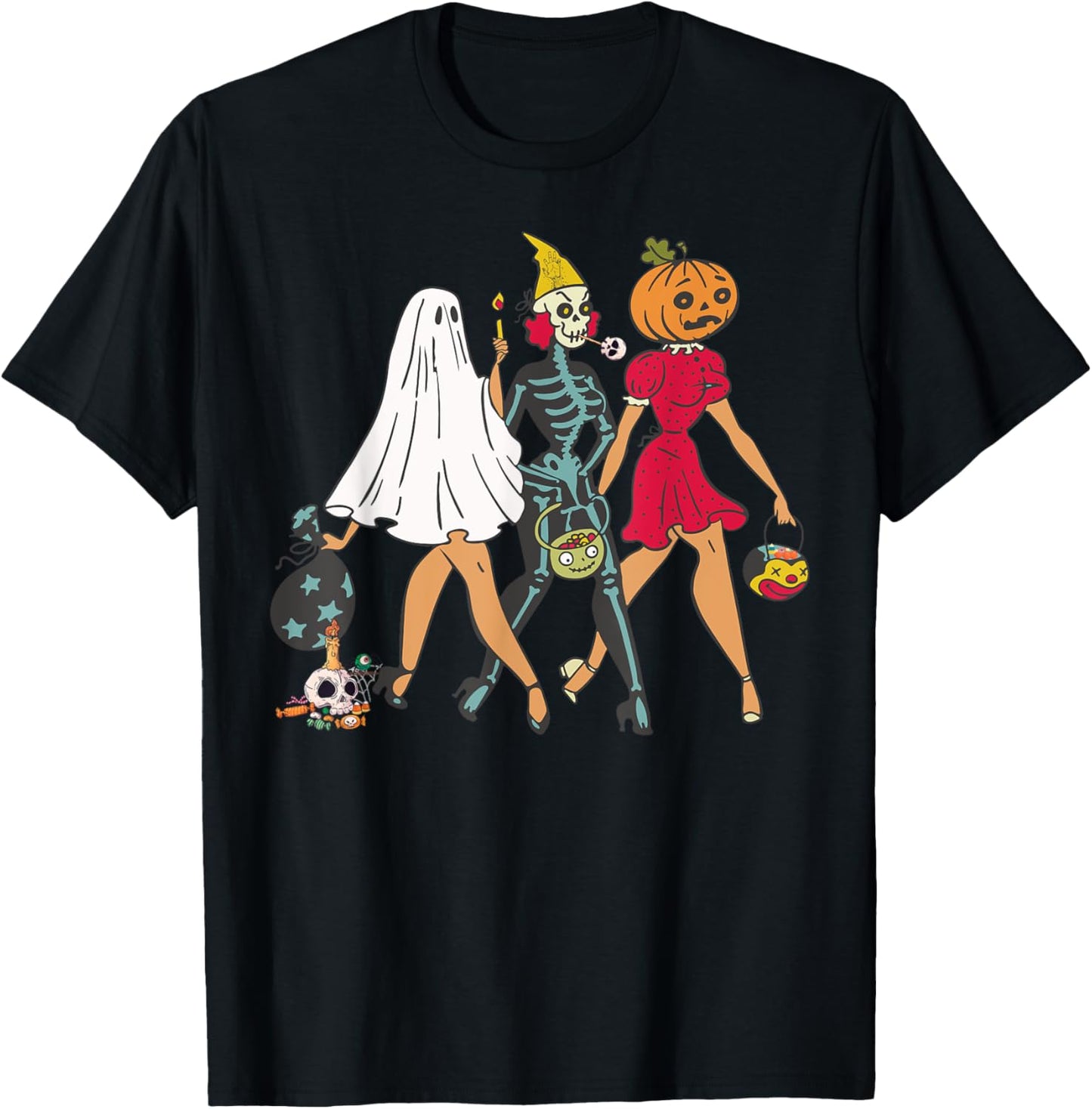 Halloween Witch Pin Up Retro Vintage Pumpkin Women T-Shirt - T-Shirt | Black