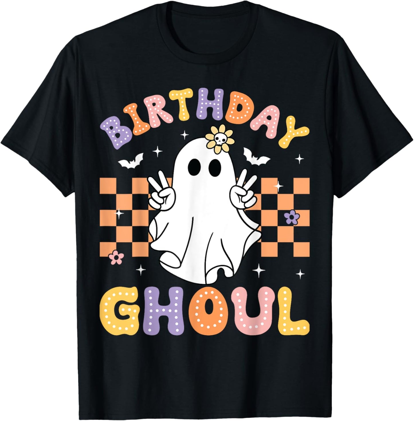 Birthday Ghoul Ghost Groovy Funny Halloween Birthday Party T-Shirt - T-Shirt | Black