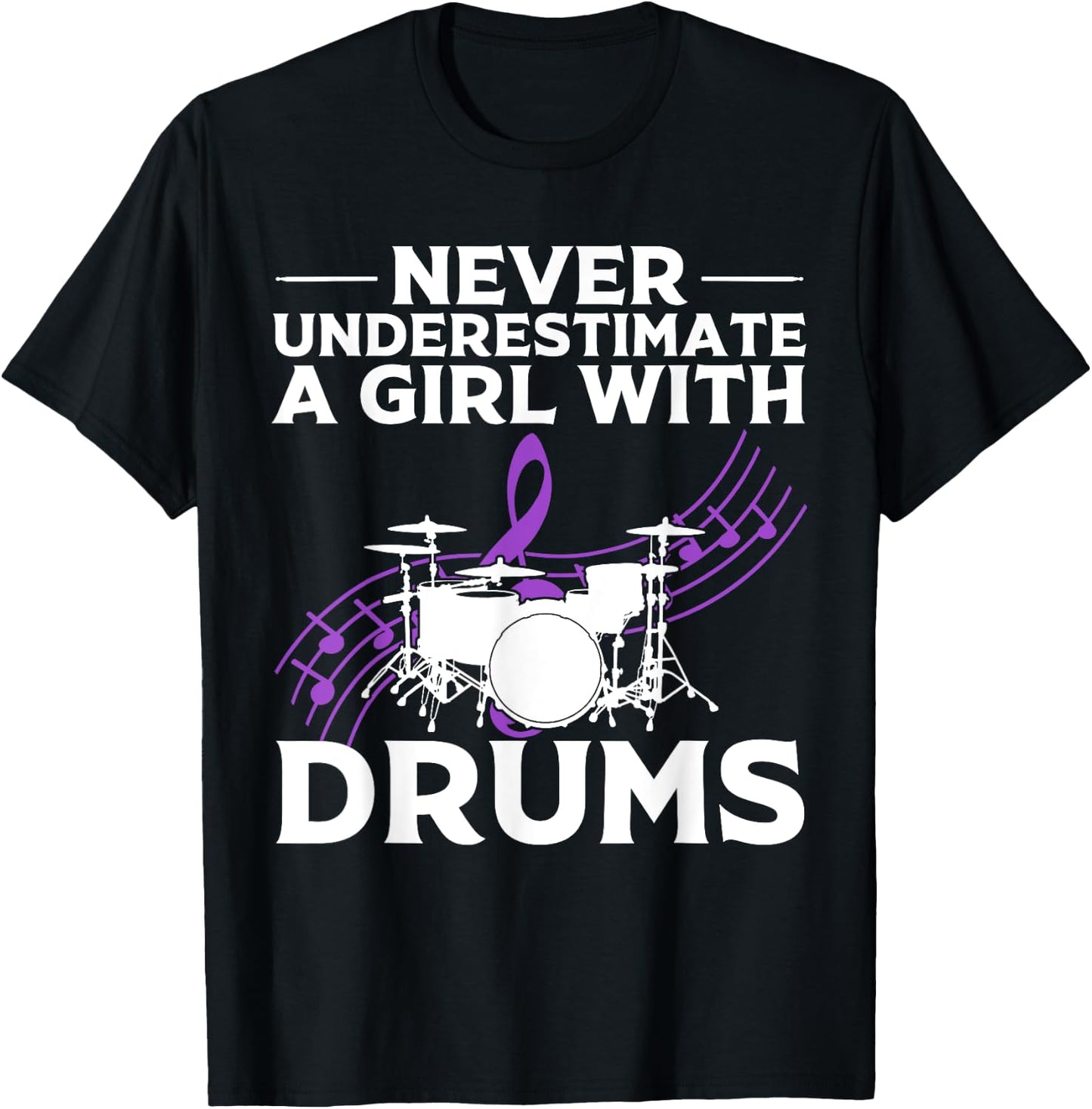 Funny Drummer Art For Girls Women Drumming Drum Set Drummer T-Shirt - T-Shirt | Black