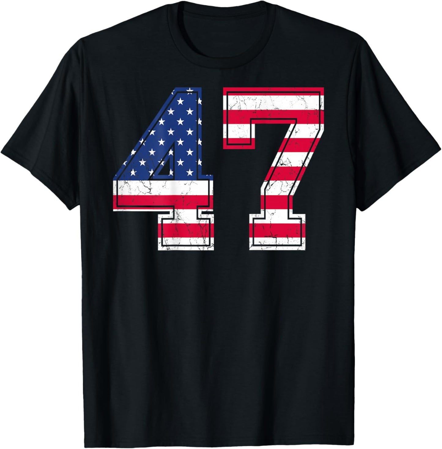 47 Birthday Shirt USA Flag Sports Team Jersey Back Number 47 Women Men T-Shirt - T-Shirt | Black