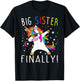 Big Sister Finally Unicorn Shirt - Unicorn shirt for Girl T-Shirt - T-Shirt | Black