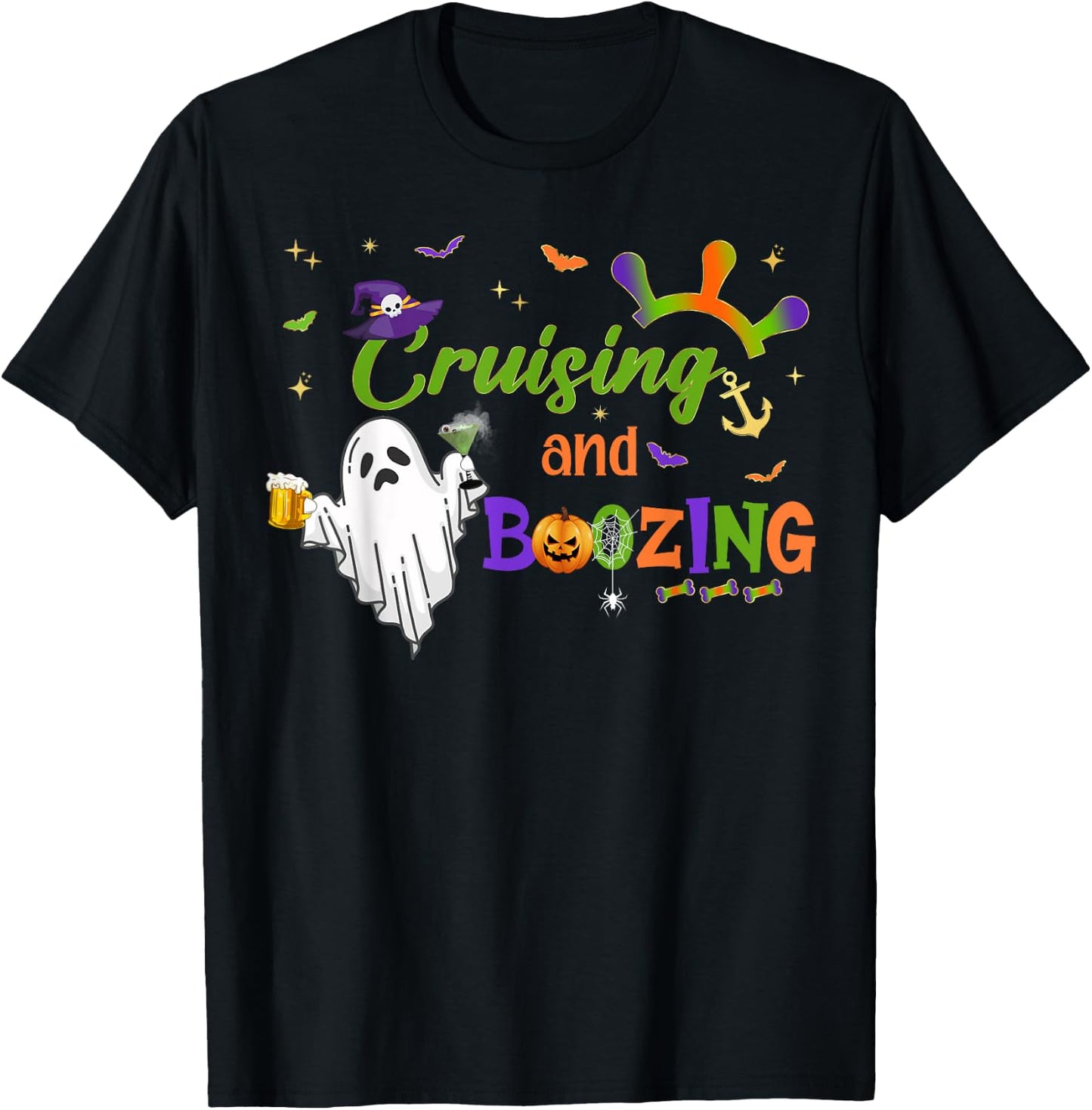 Halloween Party Cruise Crew Booze Drinking Beer Girls Trip T-Shirt - T-Shirt | Black