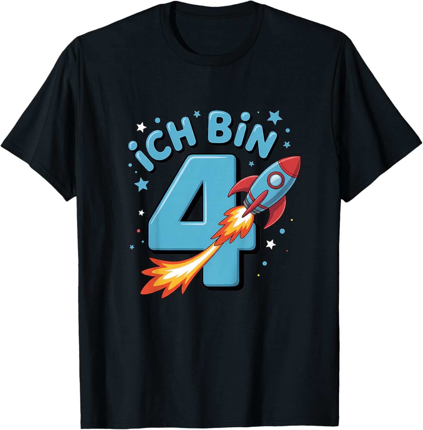 Ich Bin 4 Rakete Geburtstag 4. Geburtstag Junge Weltall T-Shirt - T-Shirt | Black
