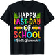 Happy Last Day of School Hello Summer Teacher Student T-Shirt - T-Shirt | Black