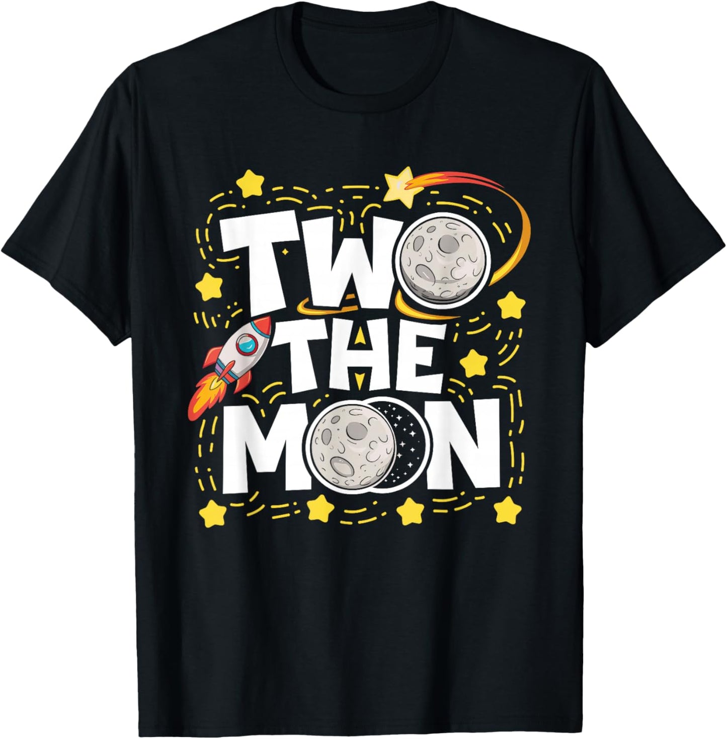 Two The Moon 2nd Birthday Girl Boy 2 Year Old Toddler T-Shirt - T-Shirt | Black