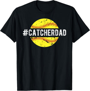 Softball Catcher Dad Of A Softball Catcher T-Shirt - T-Shirt | Black
