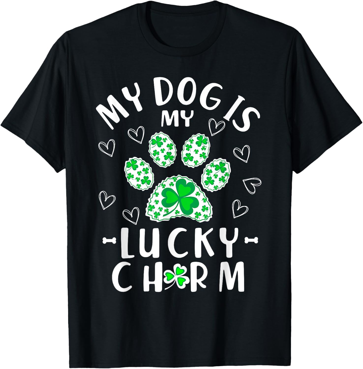 My Dog is My Lucky Charm Shamrock Shirt St Patricks Day Men Women Kids T-Shirt - T-Shirt | Black
