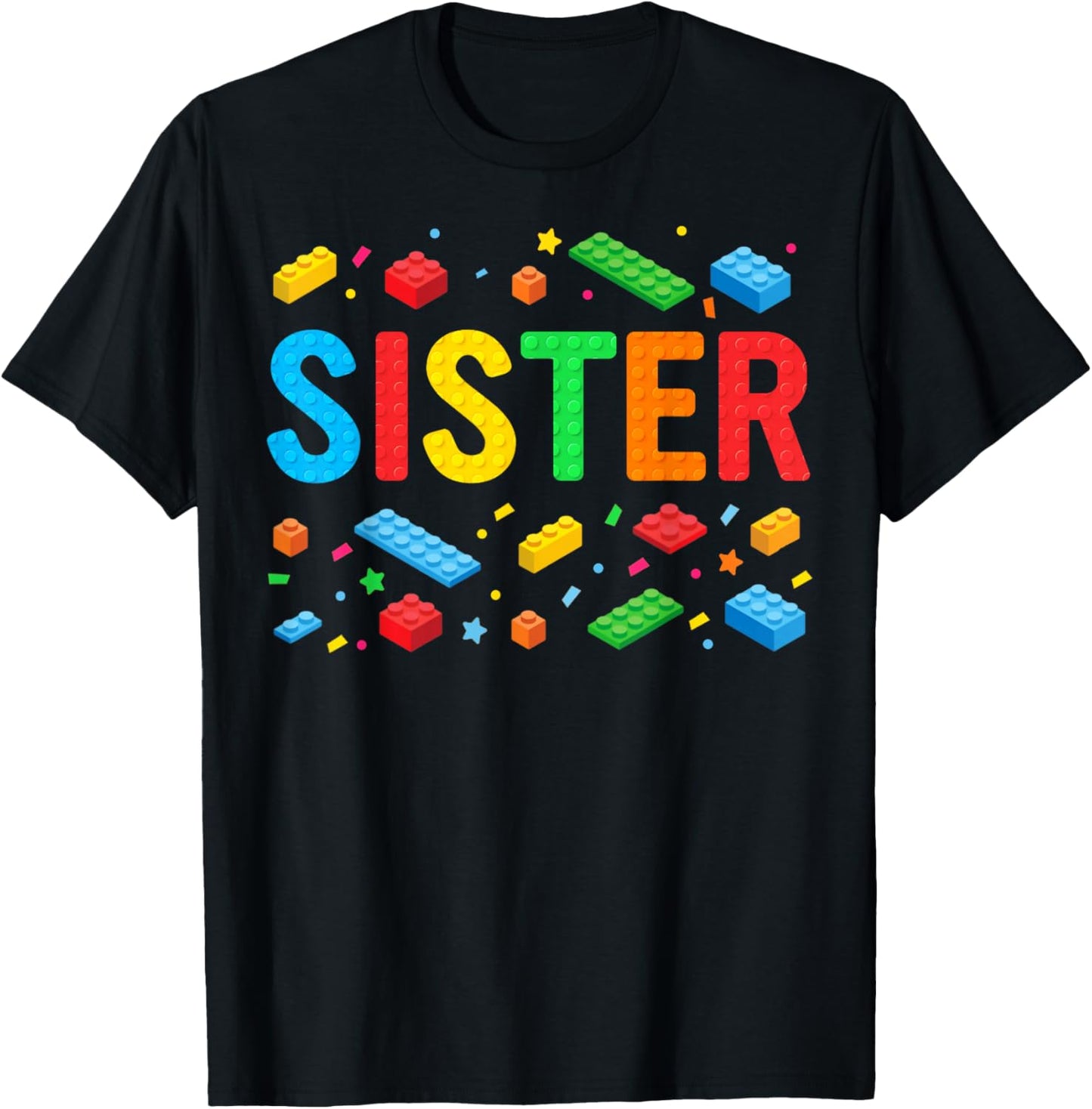 Sister Master Builder Building Bricks Blocks Family Matching T-Shirt - T-Shirt | Black