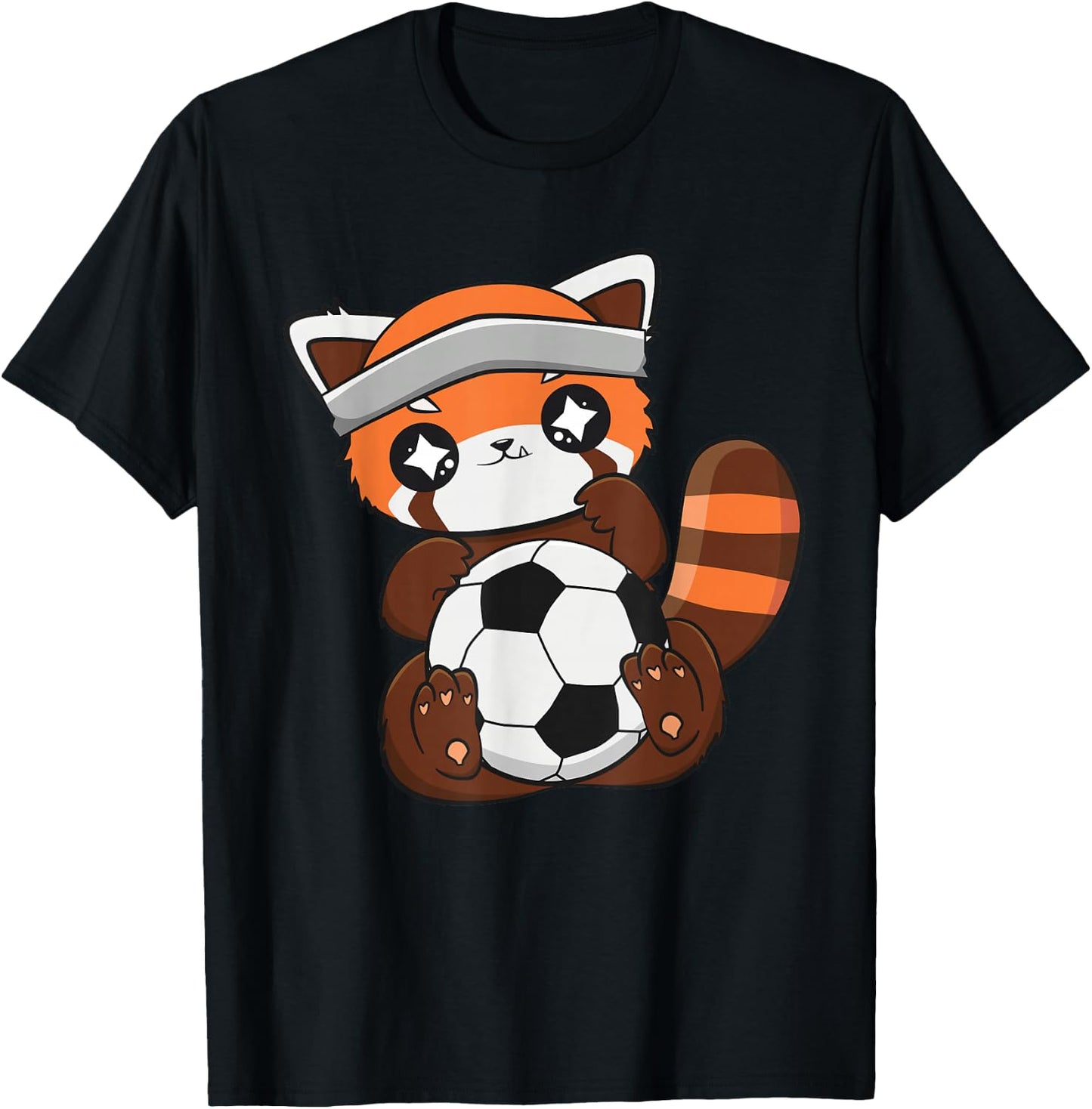 Cute Red Panda With Soccer Ball Sport For Coach Goalkeeper T-Shirt - T-Shirt | Black
