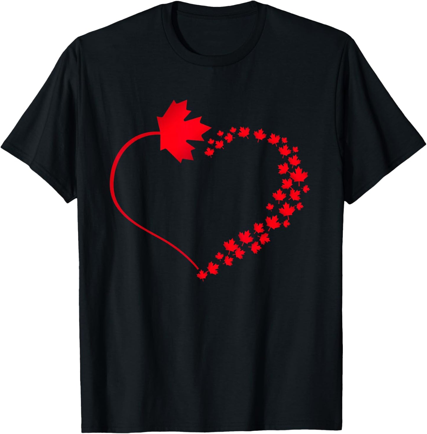 Maple Leaf Heart Canada Pride Vacation Travel Canadian Gift T-Shirt - T-Shirt | Black